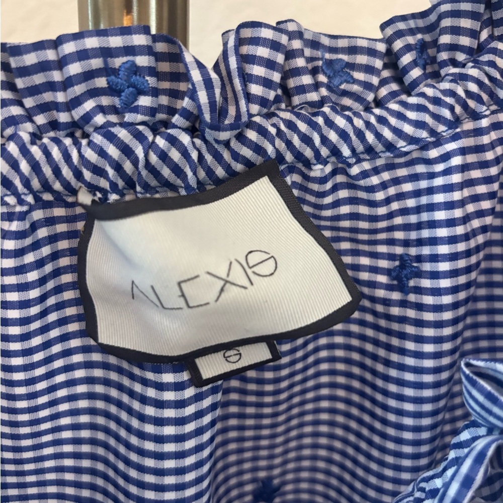 Alexis Blue Checkered Ruffle Top - Picture 2 of 3